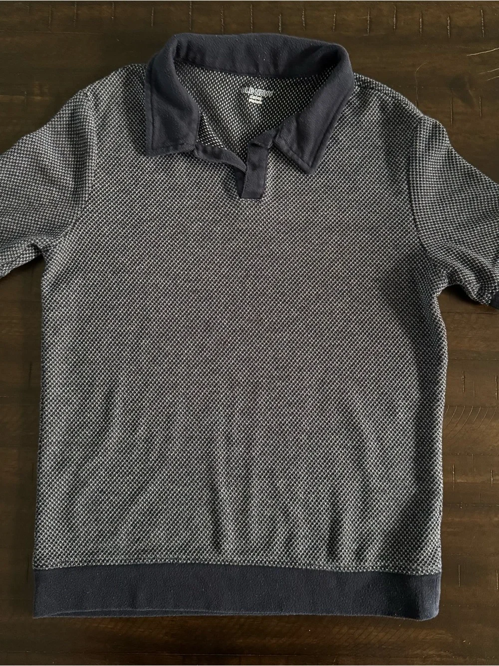Old Navy Boys Navy and White Micro‑Pattern Polo